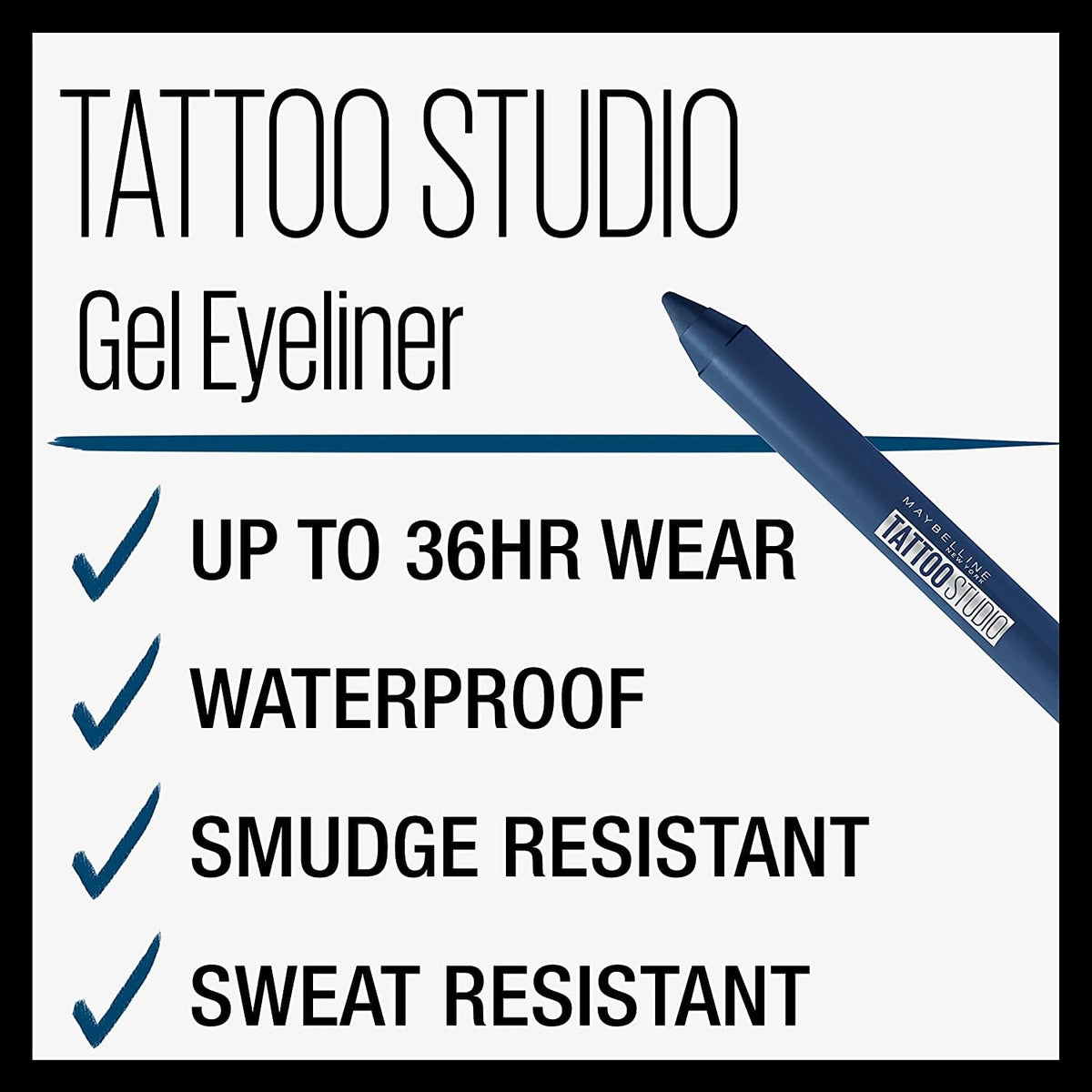 Maybelline TattooStudio Sharpenable Gel Pencil Waterproof Longwear Eyeliner, Deep Onyx